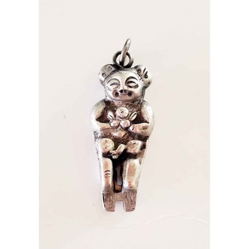 Chinese Male Phallus Charm Pendant Necklace Antique Silver Fertility Virility